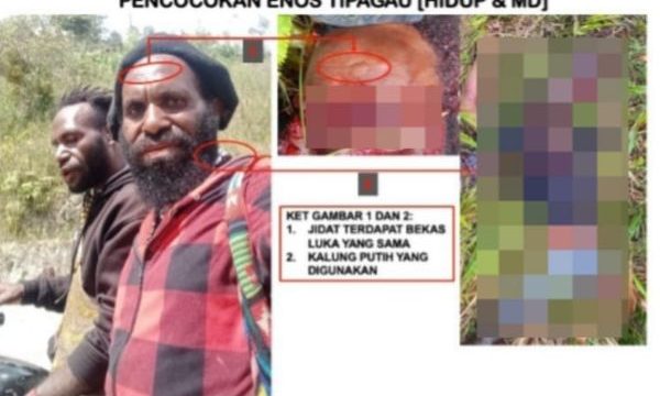 Tokoh OPM Enos Tipagau yang berhasil dilumpuhkan TNI. Foto: Puspen TNI