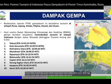 Sumber Foto: Sepuluh wilayah RI berpotensi tsunami pascagempa Rusia. (tangkapan layar Penjelasan BMKG di YouTube BNPB)