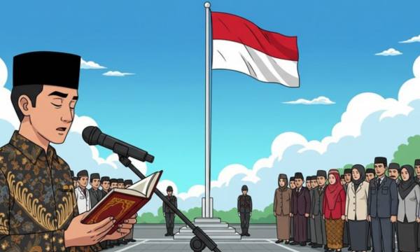 Ilustrasi pembacaan doa saat upacara 17 Agustus. Foto: Nur Khansa Ranawati