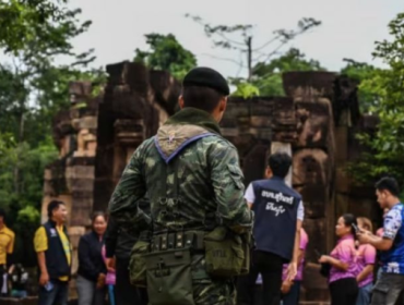 Pasukan Thailand di Kompleks Te Meun Thom di Provinsi Surin. Foto: Channel News Asia
