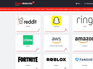 Beberapa platform populer seperti Canva, Roblox, Reddit, Snapchat, dll dilaporkan error Senin (20/10/2025).(Foto: Down Detector)