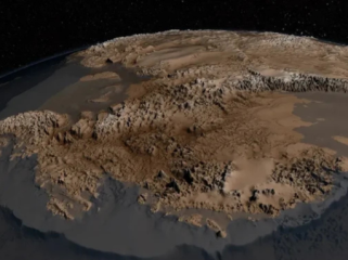 Data Bedmap2 memperlihatkan topografi Antartika jika tidak tertutup es. (Foto: NASA)