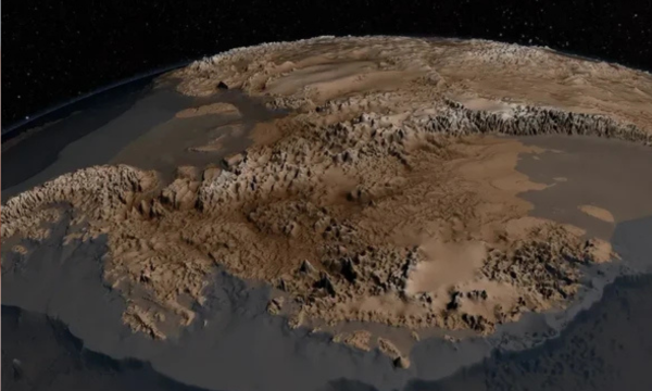 Data Bedmap2 memperlihatkan topografi Antartika jika tidak tertutup es. (Foto: NASA)