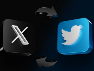 Ilustrasi logo lama Twitter (kanan) yang berbentuk burung biru dan logo baru X (kiri). (PC Mag)