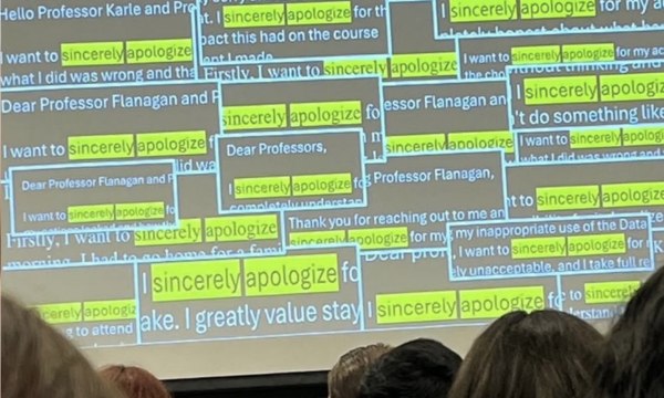 Ratusan mahasiswa di University of Illinois ketahuan nitip absen dalam kelas sains data. Ironisnya, ketika diminta untuk menulis surat permintaan maaf, sebagian besar dari mereka justru kembali menggunakan AI untuk menulisnya.(The Verge)