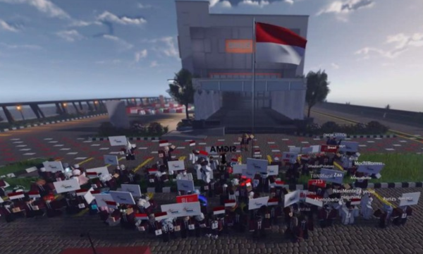 Rayakan HUT RI ke-81, Mahasiswa Binus Gelar Upacara Bendera  Virtual di Roblox (Foto: Dok. Binus)