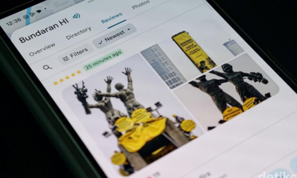 Foto Aksi Greenpeace Ramai Muncul di Review Google Maps 
Bundaran HI. (Foto: Adi FR/detikINET)
