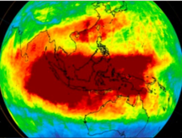 Merah Pekat! Satelit NASA Pantau Sebaran Karbon Monoksida di 
Langit Indonesia (Foto: NASA Eyes on the Earth)

