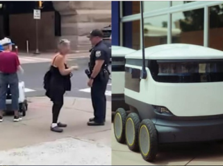 Seorang perempuan di Philadelphia ditangkap setelah berulang kali 
berdiri di depan robot pengantar barang milik Uber. (Foto: 
YouTube/Action News/Pexels)
